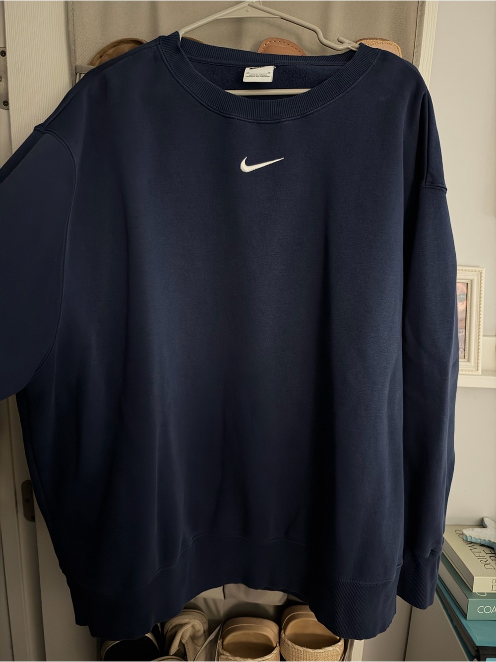 Nike Crewneck Sweatshirt in Navy with White Swoosh